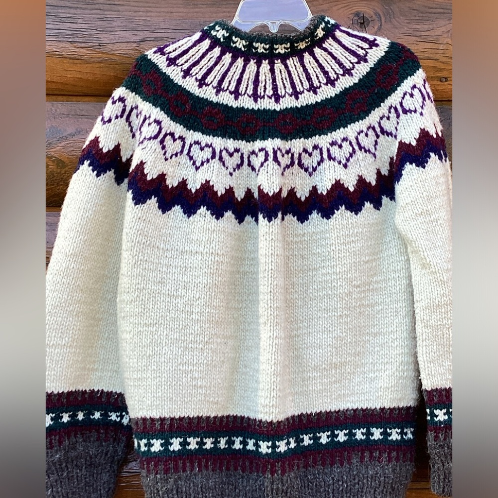π 100% Wool Knit Cardigan Sweater OOAK EUC Sz L-XL Norwegian Design - Picture 2 of 16